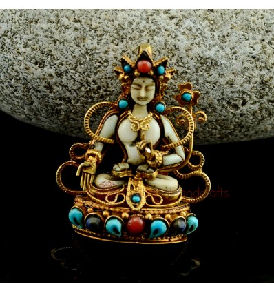 FINE QAULITY GOLD PLATED SILVER WHITE TARA GAU GHAU TIBETAN SHRINE PRAYER BOX PENDANT FROM PATAN, NEPAL