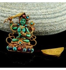 INE QUALITY MANJUSHRI SILVER WITH GOLD PLATED GHAU FROM PATAN, NEPAL.