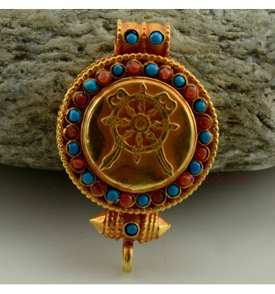  Fine Quality Tibetan Buddhist Gold Plated Silver Ghau Gau Prayer Box Pendant