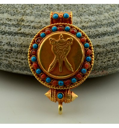  Fine Quality Tibetan Buddhist Gold Plated Silver Ghau Gau Prayer Box Pendant