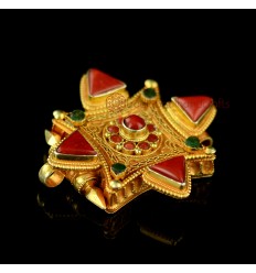  High Quality Tibetan Buddhist Gold Gilded Silver Ghau Gau Gau Prayer Box Pendant