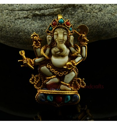 Tibetan Buddhist Dancing Ganesha Silver Ghau Gau Pendant Frm Patan, Nepal