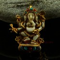 Tibetan Buddhist Dancing Ganesha Silver Ghau Gau Pendant Frm Patan, Nepal