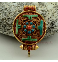 Fine Quality Tibetan Buddhist  Gold Plated Silver Ghau Gau Prayer Box Pendant