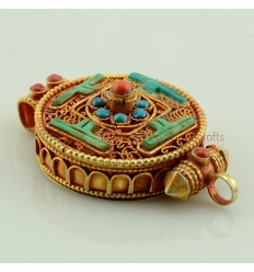 Fine Quality Tibetan Buddhist  Gold Plated Silver Ghau Gau Prayer Box Pendant