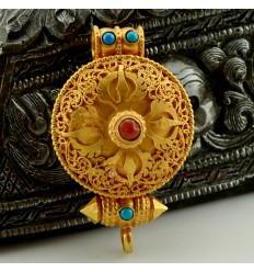 Fine Quality Tibetan Buddhist  Gold Plated Silver Ghau Gau Prayer Box Pendant