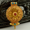 Fine Quality Tibetan Buddhist  Gold Plated Silver Ghau Gau Prayer Box Pendant