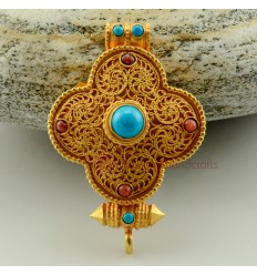 Fine Quality Tibetan Buddhist Gold Plated Silver Ghau Gau Prayer Box Pendant