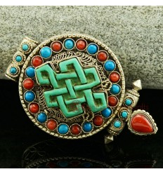 Tibetan Buddhist Ritual Sacred Ghau Prayer Box Silver Pendant from Patan, Nepal