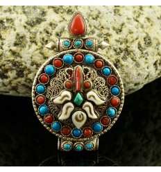 Tibetan Buddhist Ritual Sacred Ghau Prayer Box Silver Pendant from Patan, Nepal