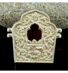 Silver Gau Ghau Tibetan Shrine Ritual Prayer Box Pendant from Patan, Nepal