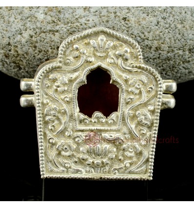 Silver Gau Ghau Tibetan Shrine Ritual Prayer Box Pendant from Patan, Nepal