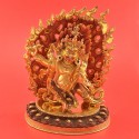  Hand Carved 9.25" Vajrapani Face Painted Gold Gilded with Copper Alloy Statue Patan