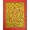 Gold 15.5" x 12"Chenrezig Thangka Painting