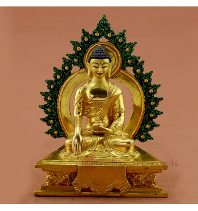 Good  Quality 7" Shakyamuni Buddha Gold Gilded with Face Painted Statue from Patan, Nepal