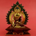 Fine Quality 7" Shakyamuni Buddha Gold Gilded with Face Painted Statue from Patan, Nepal