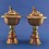 FINE QUALITY HAND CARVINGS 5.25" TIBETAN BUDDHISM COPPER ALLOY BRASS RINGS BUTTER LAMP SET FROM PATAN, NEPAL