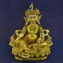 Hand Craved 11" Yellow Dzambhala Statue From Patan, Nepal.