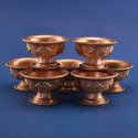 Finely Carved Copper Alloy with 3.25" Tibetan Buddhist Offering Bowls Set Nepal