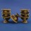 Gold Gilded Finely Carved Oxidized Copper Alloy Tibetan 3.25" Offering Bowls Set