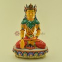 10" Crowned Shakyamuni Buddha Gold Gilded Painted Copper Statue From Patan, Nepal