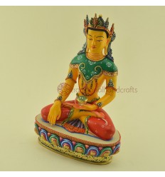 10" Crowned Shakyamuni Buddha Gold Gilded Painted Copper Statue From Patan, Nepal