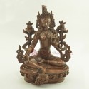 Fine Hand Carved 8.5" Green Tara/Dolma Oxidized Copper Statue From Patan, Nepal