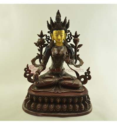 Fine Quality 15.5" White Tara / Dolkar Oxidized Copper Alloy Statue Patan, Nepal