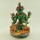 Fine Quality Gold Face Painted 9.5" Green Tara Colored Copper Statue From Patan