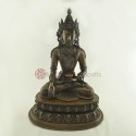 Oxidized Copper Alloy 15.25" Crowned Shakyamuni/Tomba Buddha Statue Frm Patan Nepal