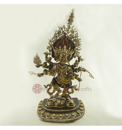 Fine Quality Handcrafted Oxidized 24.25" Akash Bhairabh  Copper Statue Patan