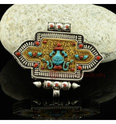 Tibetan Buddhist Ritual Sacred Kalasha - Treasure Vase Ghau Prayer Box Silver Pendant from Patan, Nepal