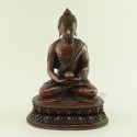 Tibetan Buddhism Oxidized Copper Alloy 7.5" Amitabha/Amida Opame Buddha Statue from Patan, Nepal