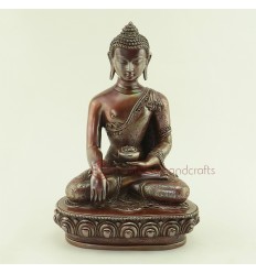 Oxidized Copper Alloy 7.25" Shakyamuni Buddha / Tomba Statue from Patan, Nepal