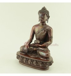 Oxidized Copper Alloy 7.25" Shakyamuni Buddha / Tomba Statue from Patan, Nepal