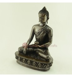 Oxidized Copper Alloy 8.5" Shakyamuni / Tomba Buddha Statue from Patan, Nepal