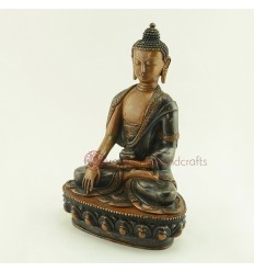 Hand Carved 8.5" Shakyamuni Buddha Oxidized Copper Alloy Statue Patan, Nepal