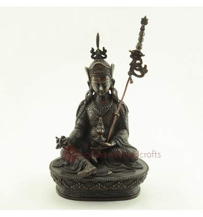 FINE QUALITY 9" GURU RINPOCHE / PADMASAMBHAVA LOST WAX METHOD OXDIZED COPPER ALLOY STATUE FROM PATAN, NEPAL