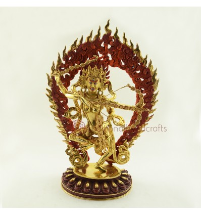 Fine Quality Hand Carved Gold Gilded 15.5" Kurukulla Dakini Statue Patan, Nepal