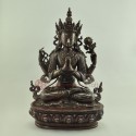 Finely Hand Made 14.5" Chenrezig Oxidized Copper Alloy Statue Patan, Nepal