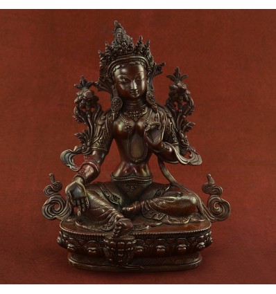 Hand Made Buddhist  9" Green Tara / Dolma Statue From patan, Nepal.