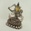 Hand Carved 13.25" Manjushri Jampelyang Silver Plated Oxidized Copper Alloy with Gold Face Painted