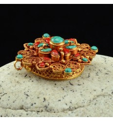 Fine Quality Gold Plated Vishwa Vajra Ghau Gau Prayer Box Pendant From Nepal