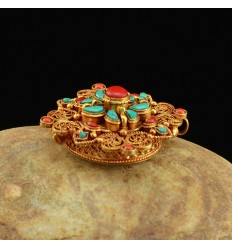 Fine Quality Gold Plated Crossed Dorje Ghau Gau Prayer Box Pendant