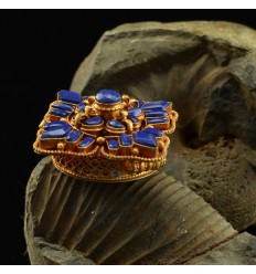 Gold Plated Double Vajra Ghau Gau Prayer Box Pendant From Patan, Nepal.