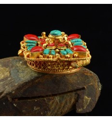 Gold Plated Double Dorje Ghau Gau Prayer Box Pendant From Nepal.