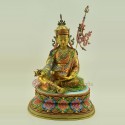 Hand Carved Beautilfully Painted 15" Guru Rinpoche Copper Statue Patan, Nepal