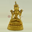 Fine Quality Hand Carved Painted 14" White Tara / Dolkar  Gold Gilded Copper Statue