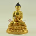 9.25" Shakyamuni Buddha / Tomba Gold Gilded Face Painted Copper Statue From Patan Nepal