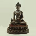 Oxidized Copper Alloy with silver eyes and tika 21.5" Medicine Buddha / Menla Statue from Patan, Nepal